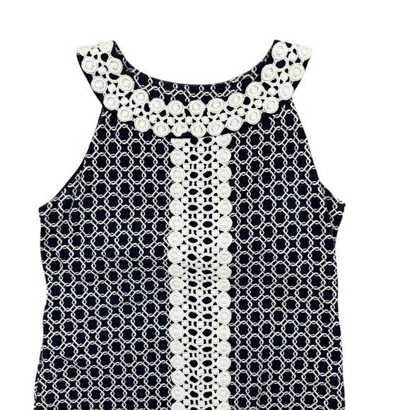 Charter Club Petites Sleeveless Dress Blue White Shift Crochet PL - Picture 2 of 8